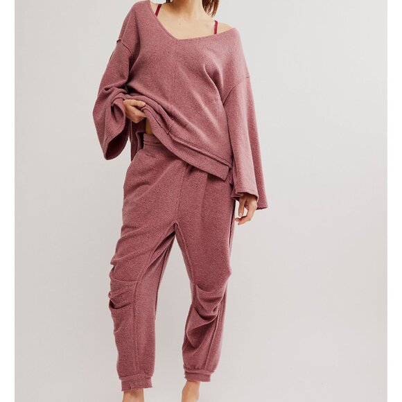 New! FREE PEOPLE Day Off Fleece Joggers / Wild Ginger - Picture 2 of 9
